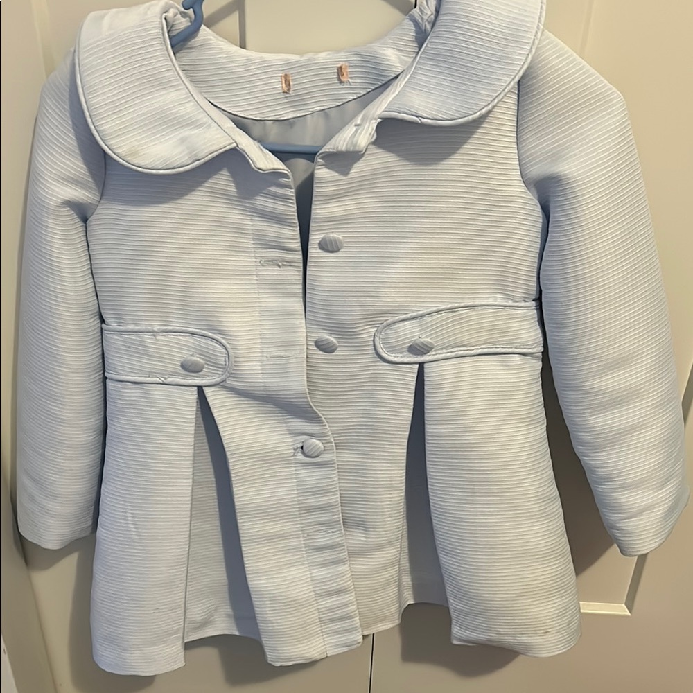 Classic Blue Pea Coat with Structured Collar